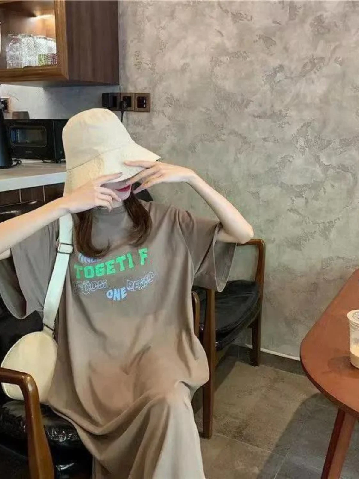 T-shirt grande taille 300 Pou Chic Lazy Sle Micro Fat MM Dr Summer New Hip Covering Meat Conceal Thin Dr Korean Sle