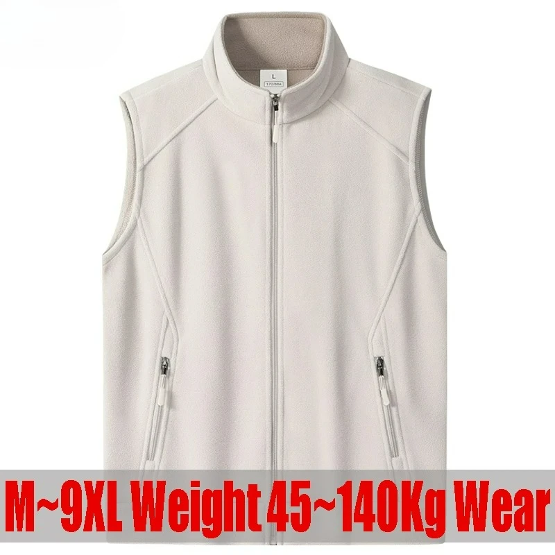 Plus Size 8XL 9XL Softshell Cycling Vests Men Sleeveless Fishing Polar Fleece Jackets For Travel Hiking Running Golf Waistcoats