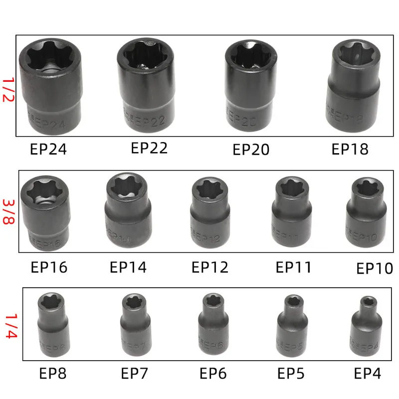 Battery Pack Screw Removal Tool External Torx Plus Socket 5 & 6 Point Socket 1/2'' 3/8'' 1/4'' Interface Applicable for Tesla