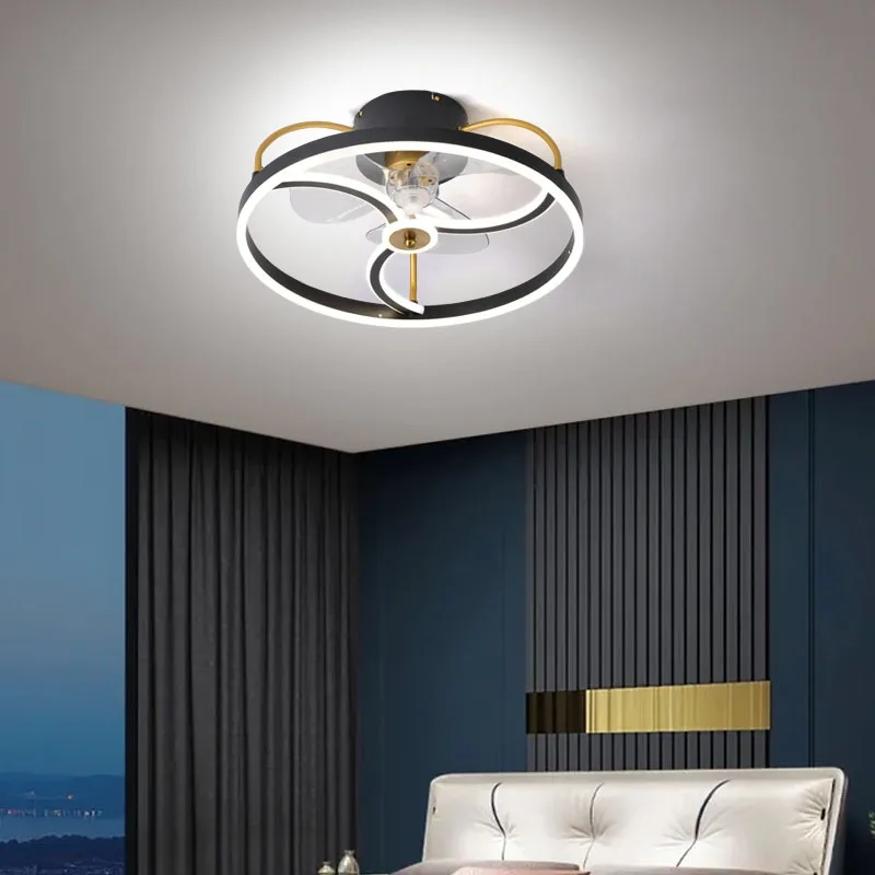 Modern Smart LED Ceiling Fan Lamp APP and Remote Control Adjustable Speed Dimmable ceiling fans with light fixture for bedroom