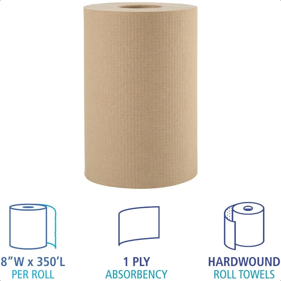 Boardwalk 6252 Asciugamani di carta avvolti 8 x 350 piedi 1 strato Custodia naturale da 12 rotoli
