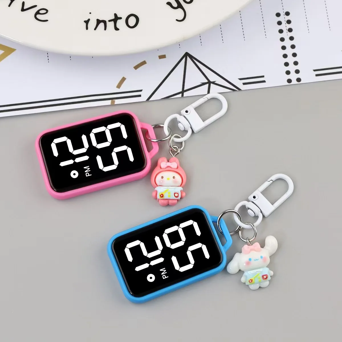 Square Large LED Electronic Watch Cartoon Pendant Small Hanging for Youngster Student Backpacks Keys Pendant Timepiece Present