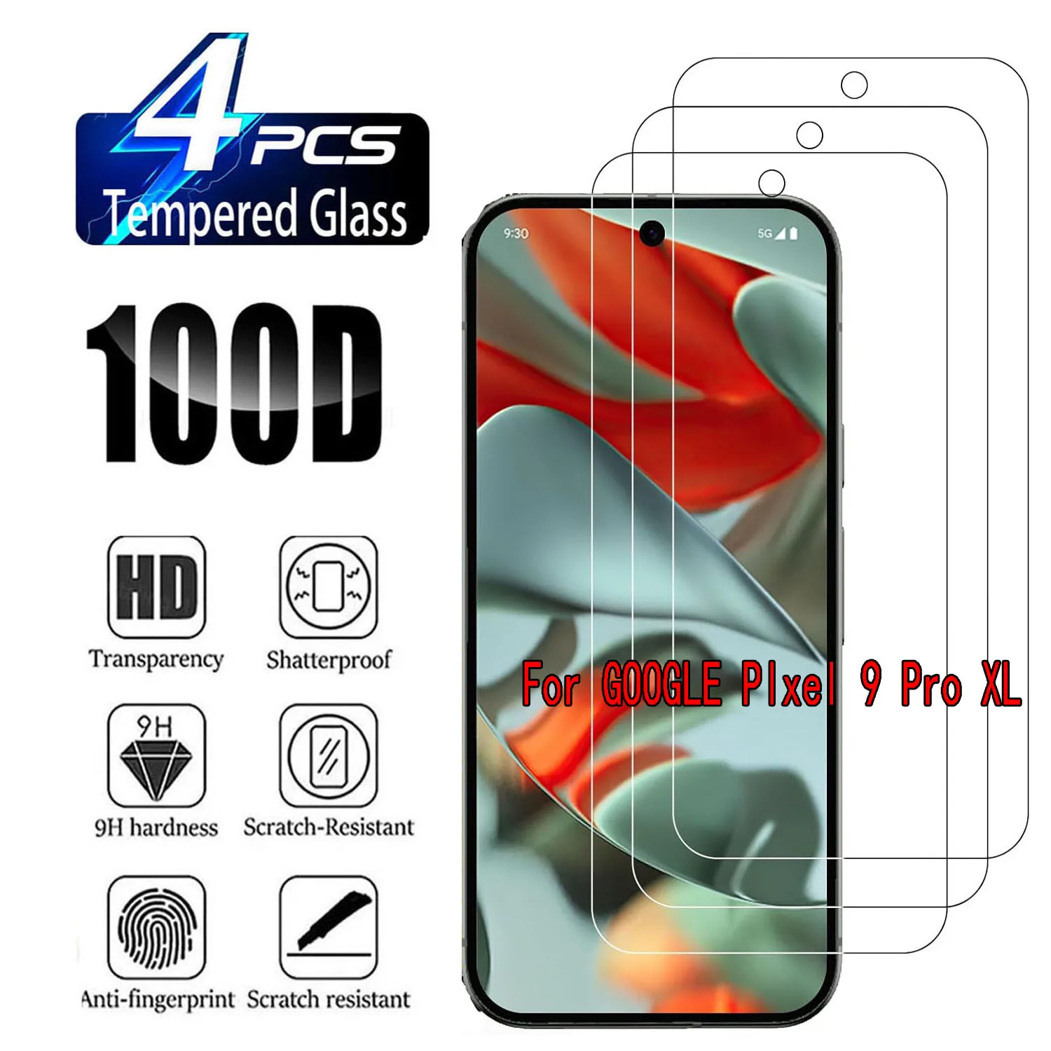 

2/4Pcs HD Tempered Glass Screen Protector for Google Pixel 9 ProXL /10 ProXL 9h Protection