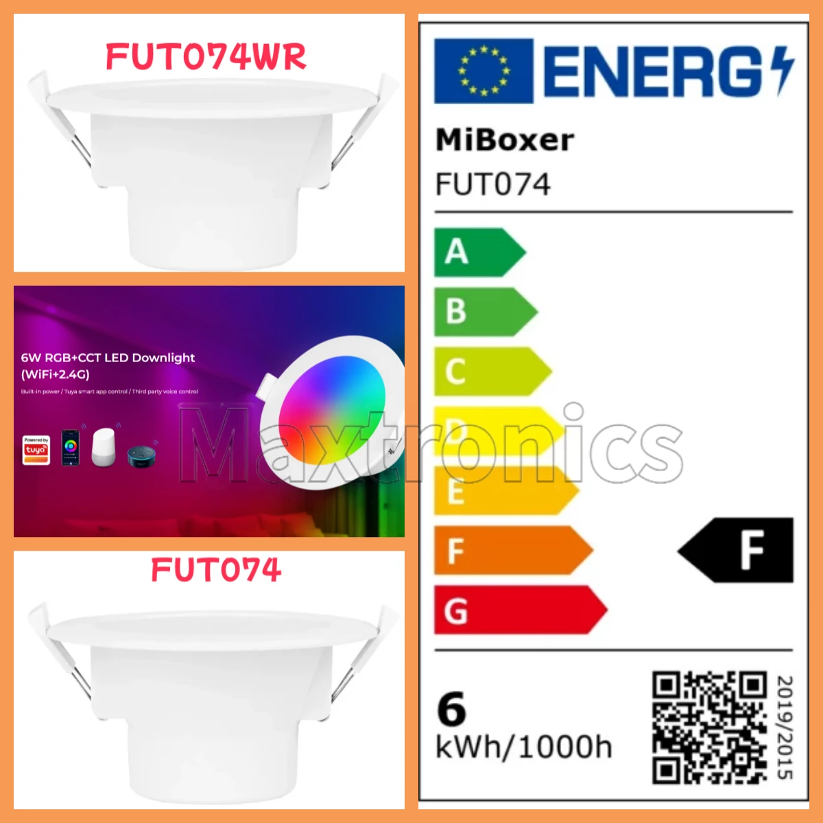

MiBoxer FUT074 FUT074WR 6 Вт RGB + CCT светодиодный потолочный светильник Wi-Fi + 2,4 ГГц Встроенная мощность Tuya интеллектуальное управление через приложение Голосовое управление сторонними вечерами