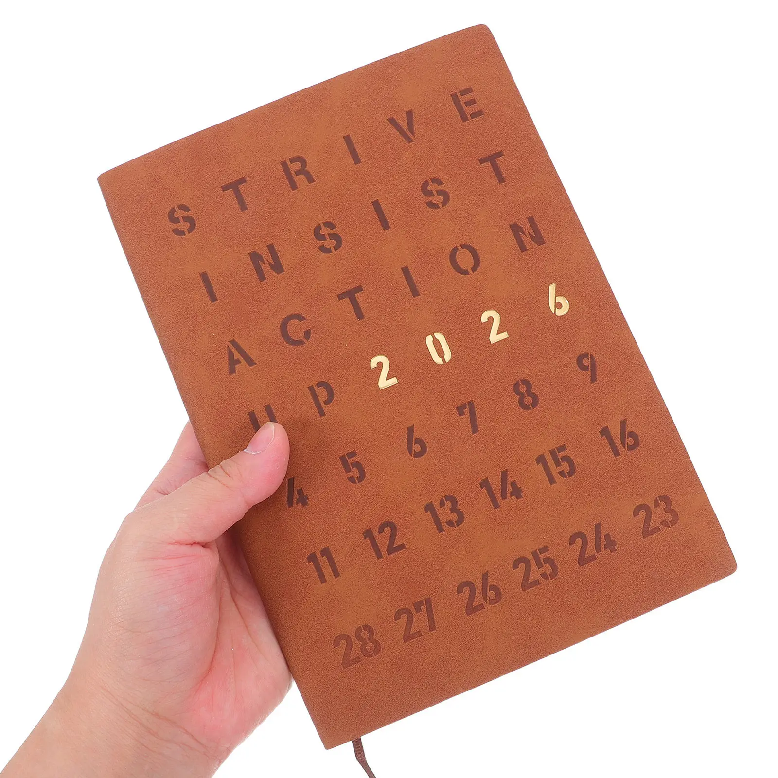 Hardcover 2026 Daily Planner Notebook Portable Compact Size Smooth Writing Paper Elegant Design Yearly Monthly Weekly Calendar