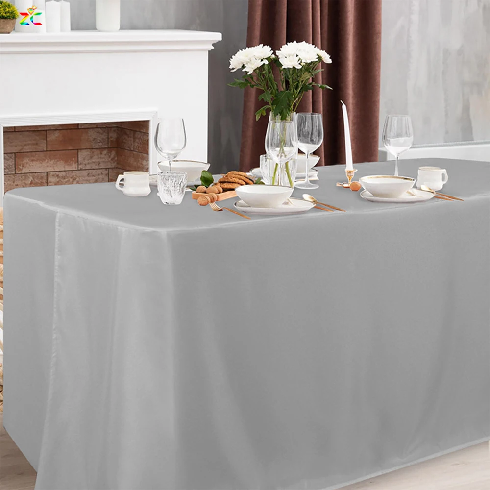 

4ft 6ft 8ft Outdoor Table Cloth 1PCS Solid Color Wedding Meeting Home Restaurant Trade Show Tablecloths Exhibition Table Cover