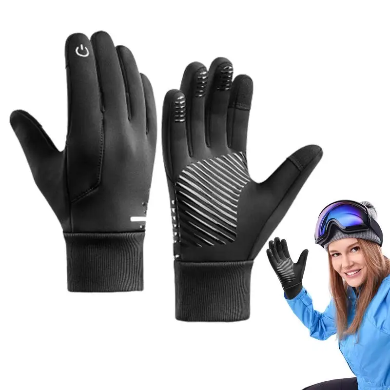 Warm Cycling Gloves Screen Touch Mittens Outdoor Cycling Gloves Wear-Resistant Shock Absorbing Bike Gloves Cold-Resistant Full