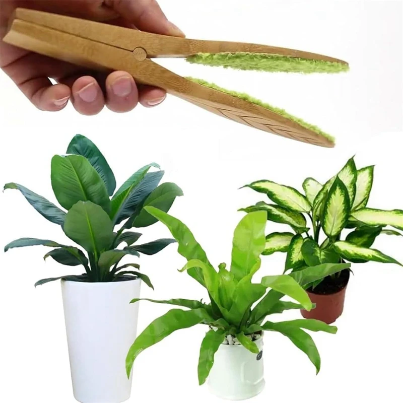 2 STKS Bladreiniging Tang Set Kit Plant Blad Reiniging Tang, Plant Blad Lint Cleaner Met Houten Handvat, Blad Schoonmaken Tool Kit