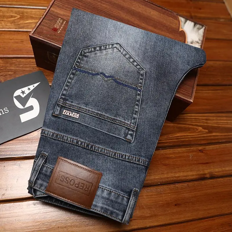 Fashionable, light luxury, minimalist jeans, men's stretch, slim fit, casual, versatile, business, small leg denim pants