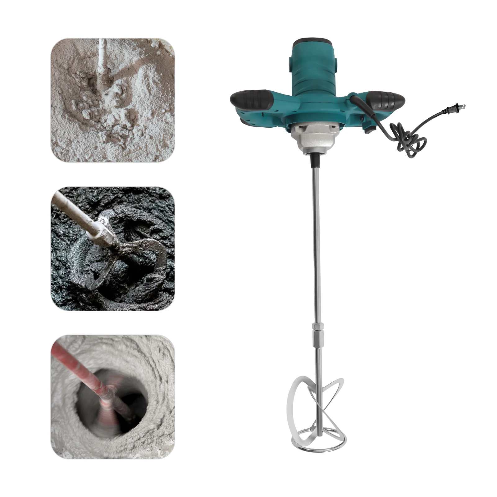 

NEWEST 2100W Handheld Mixer Adjustable Speed 6Gear 0-800rpm w/Connection Shaff&S-shape Mixing Head for Cement, Concrete, Plaster