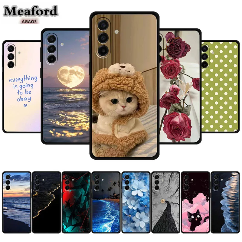 Чехол для телефона Funda Samsung A17 F17 M17 5G, роскошный мягкий силиконовый чехол из ТПУ, чехол с цветочным рисунком Kirry Shell Galaxy A 17, противоударный чехол Capa
