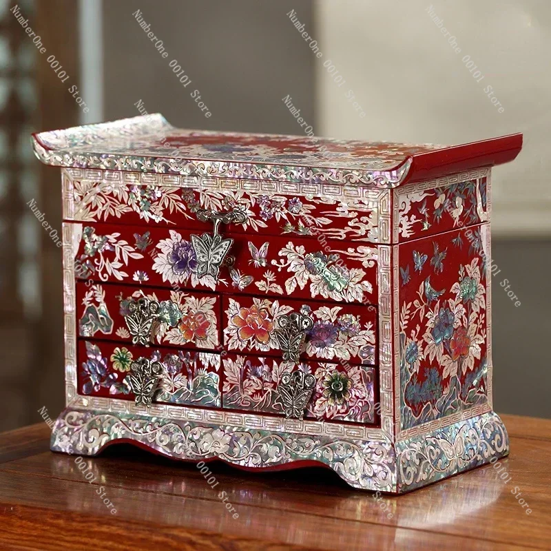 

Lacquerware Jewelry Box Jewelry Cabinet Dresser Large Capacity Storage Box