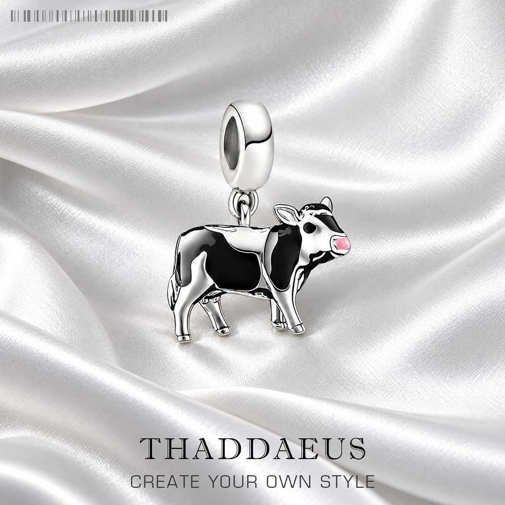 Neuer Milchkuh-Anhänger, baumelnder Charme, 925er Sterlingsilber, Modeschmuck für Frau, süßes Geschenk