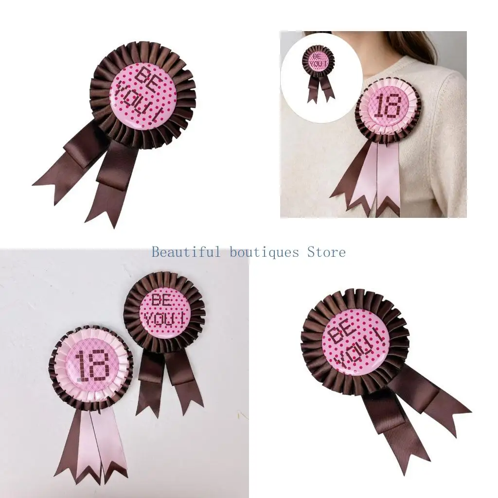 U4LF Lovely Badge Brooch Teenagers 18Th Birthday Celebration Versatile Accessory With Unique Handmade Detail