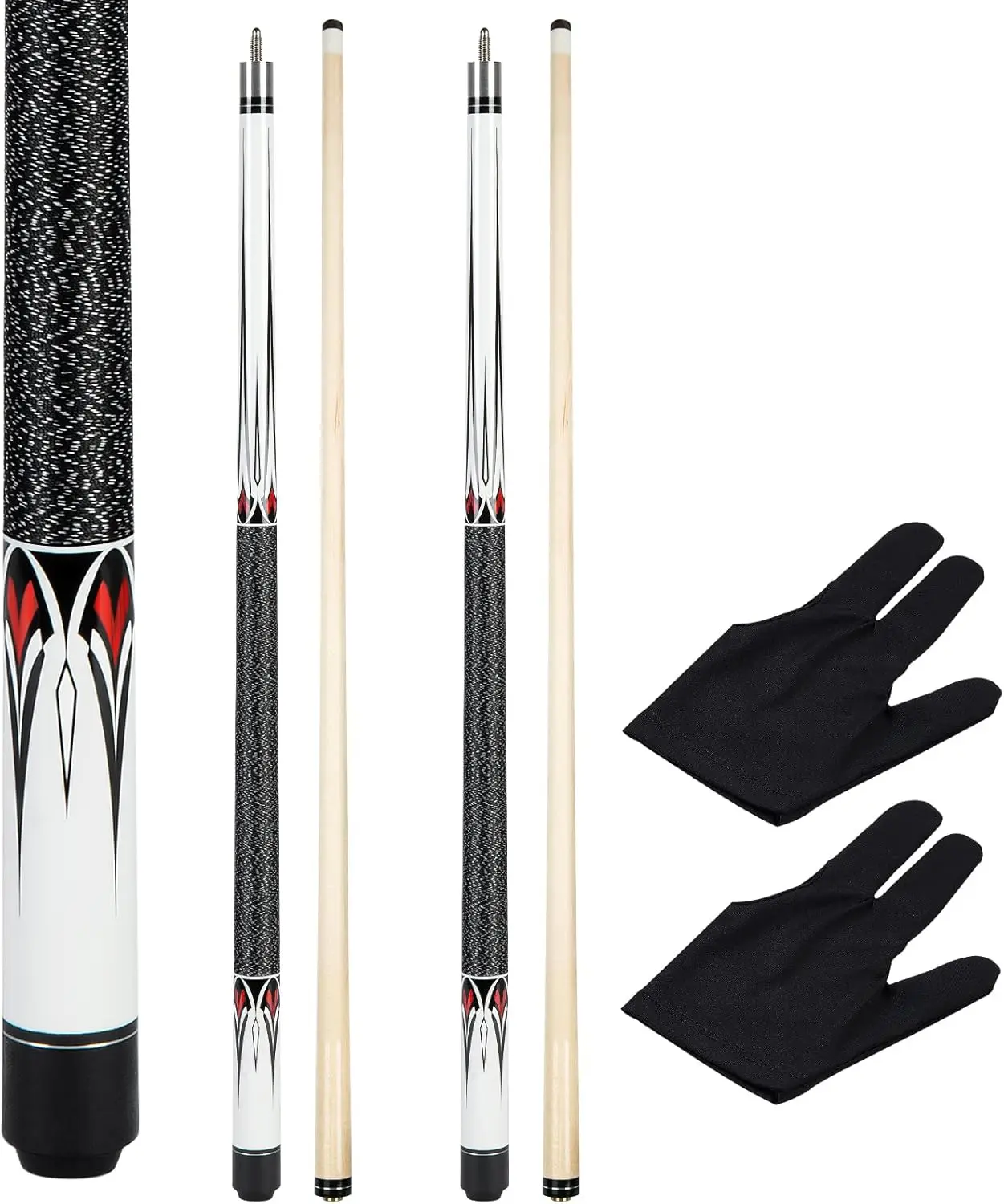

58 Inch Maple Billiard Pool Cue Stick Kit, 2-Piece with 19/20/21 oz Weight Options for Precision Play