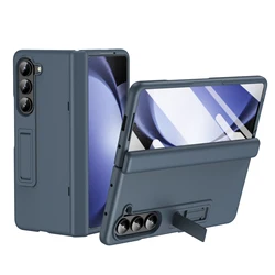 360 Full Protection Hinge Case For Samsung Galaxy Z Fold 6 5 4 3 Tempered Glass Film Holder Magnetic Folding Cover Kickstand