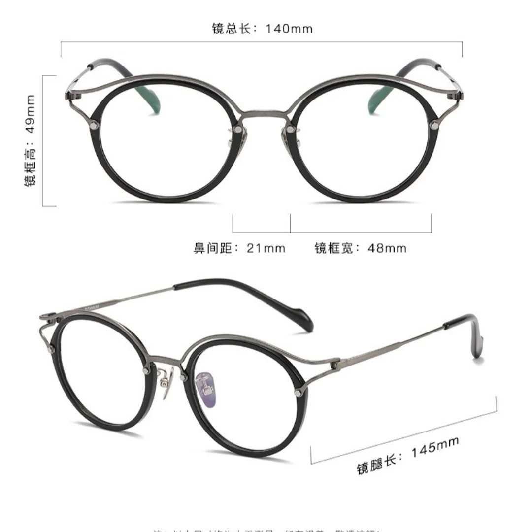 إطارات النظارات اليابانية المصنوعة يدويا الرجعية جولة خلات التيتانيوم النقي النظارات البصرية الرجال والنساء إطار النظارات #5