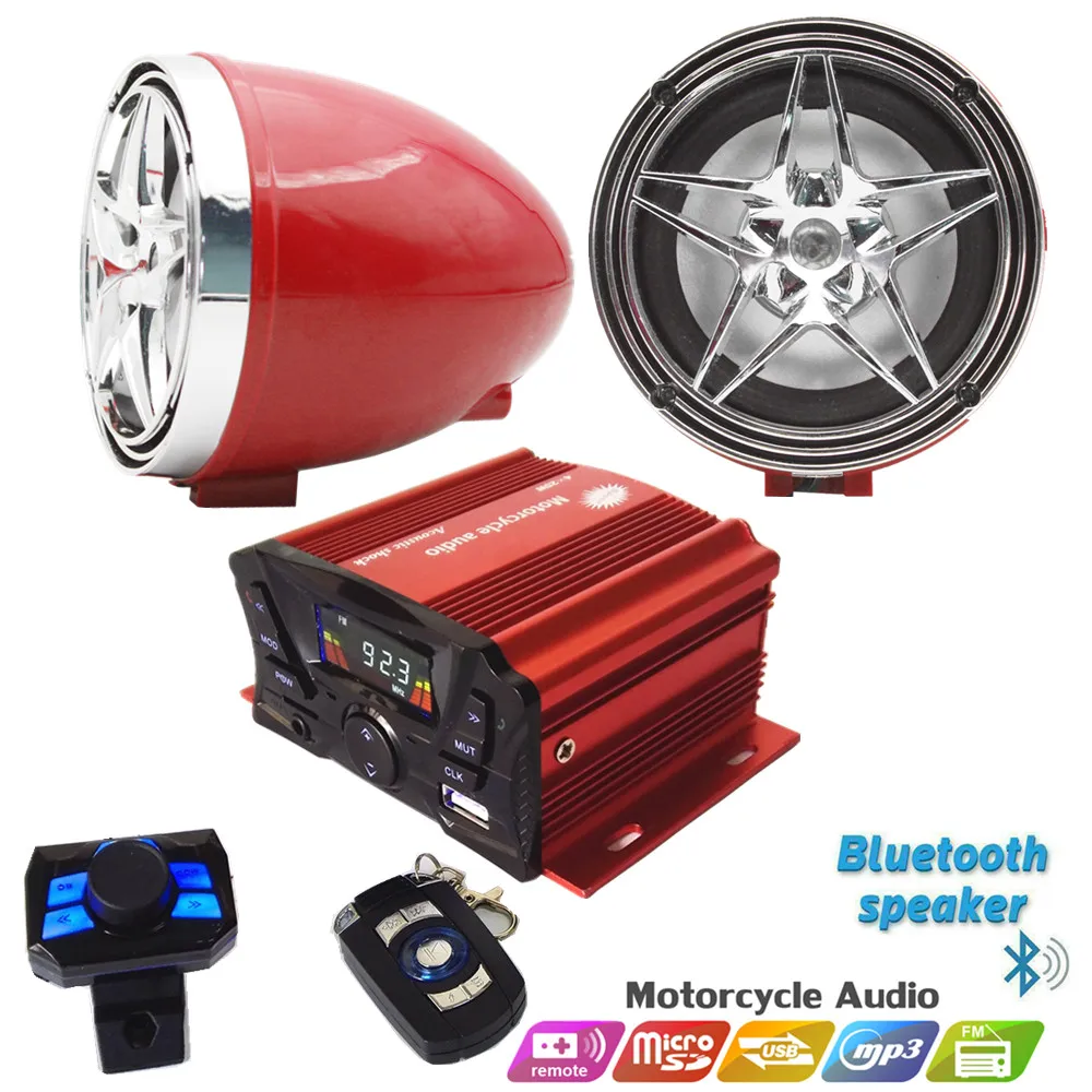 12V UTV ATV Golf Cart Motorcycle Weatherproof Bluetooth Speakers MP3 Music Player Sound Audio Stereo Amplifier System