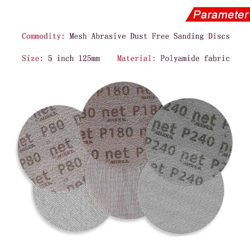 15 Pcs 5 Inch 125mm Mesh Abrasive Dust Free Sanding Discs Anti-blocking Dry Grinding Sandpaper 80 to 320 Grit removal and finish