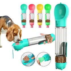 Portable 3in1 Multifunction Dog Water Bottle Food Feeder Pet Travel Drinking Bowl Poop Dispenser Leak-proof Puppy Waterer Bottle