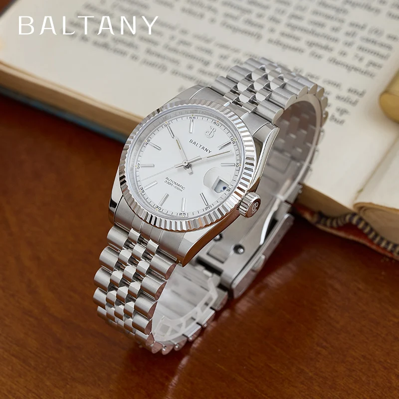 Baltany Men Automatic Watch 36mm Vintage Mechaical Wristwatch S4084 Sapphire Mirror Diver 10ATM Waterproof Luminous ST2130