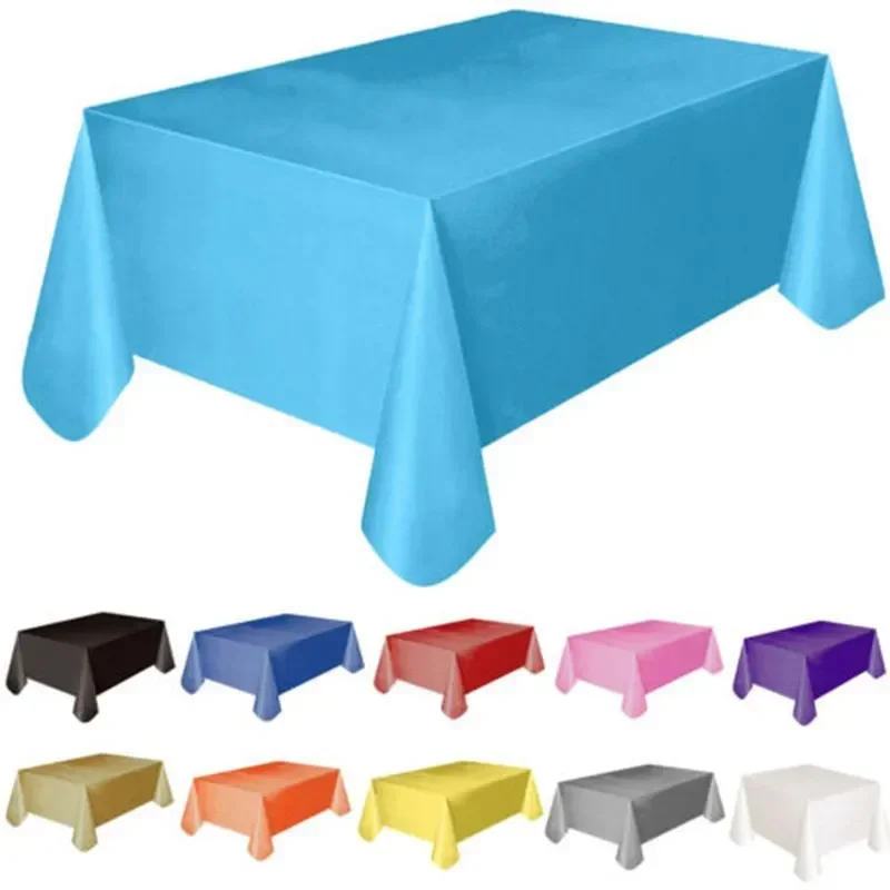 

Large Plastic Rectangular Table Cover Party Table Cover Solid Color Birthday Party Square Disposable Tablecloth