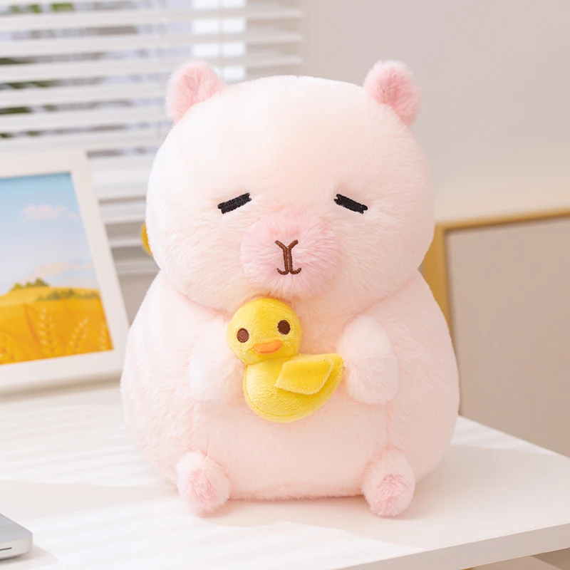 Kawaii Cartoon Capybara Hug Orange Duck Gold Coins Plush Doll Pillow Creative Capybara Plush Toy Home Decor