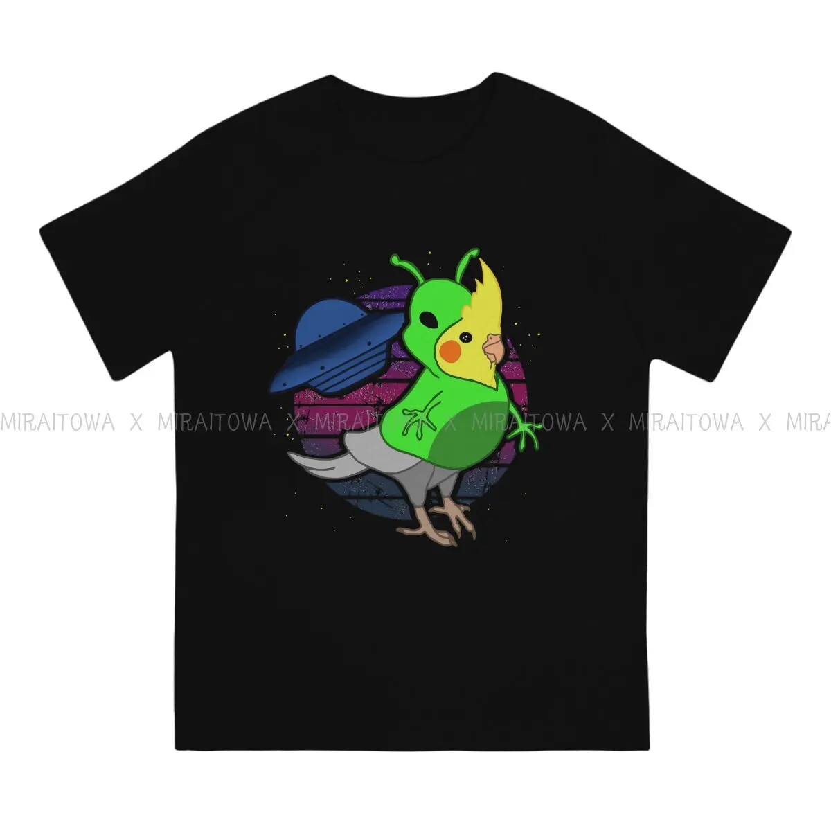 Animal Parrots Cockatiel Doodle Vaporwave Alien  T Shirt Goth Men's Tees Summer Cotton Tops Harajuku O-Neck TShirt