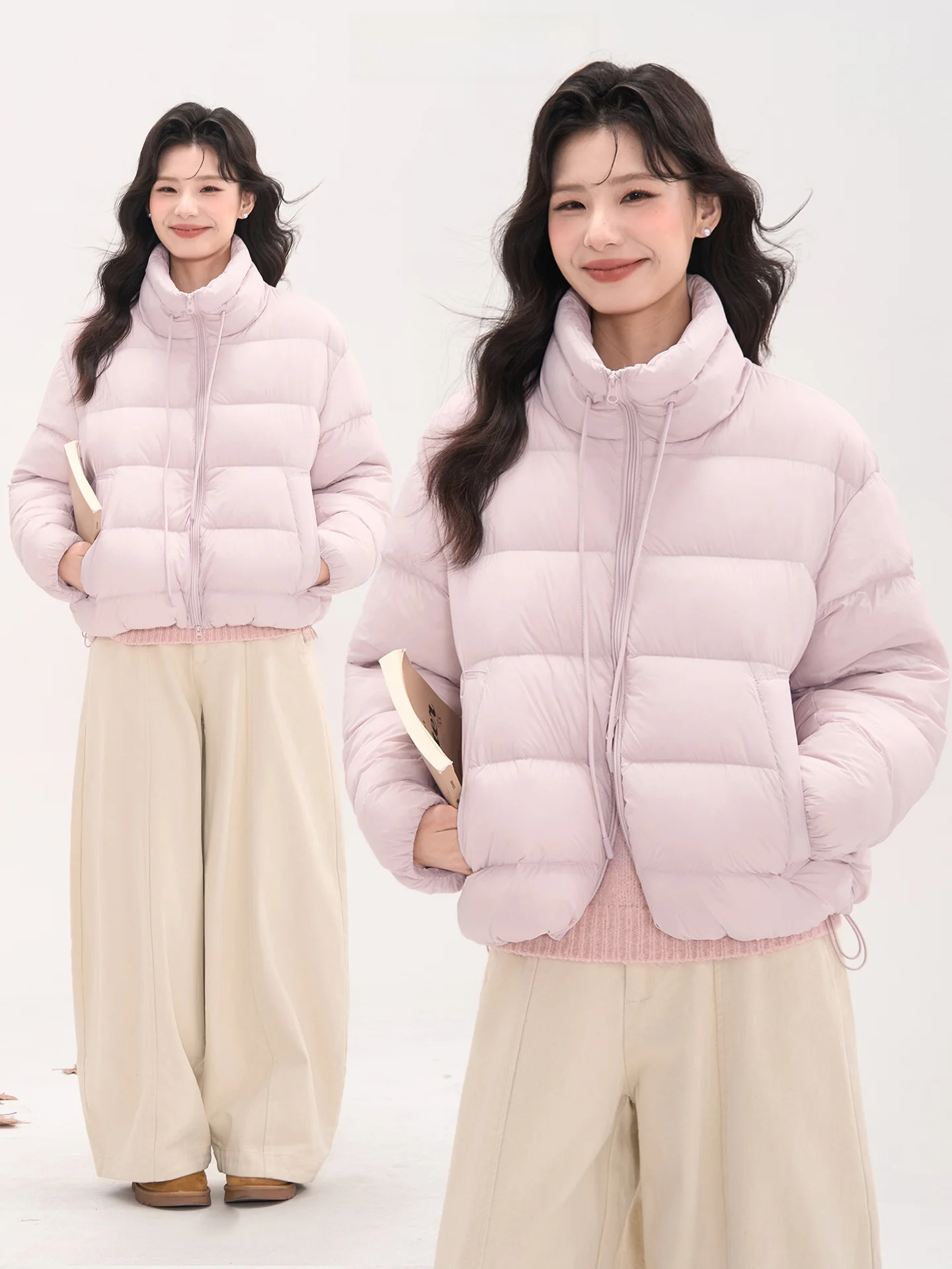 

Женская зимняя короткая куртка-пуховик Heme Soft Talk 90 с воротником-стойкой, наполнителем из белого утиного пуха, объемным дизайном и застежкой-молнией, в повседневном стиле