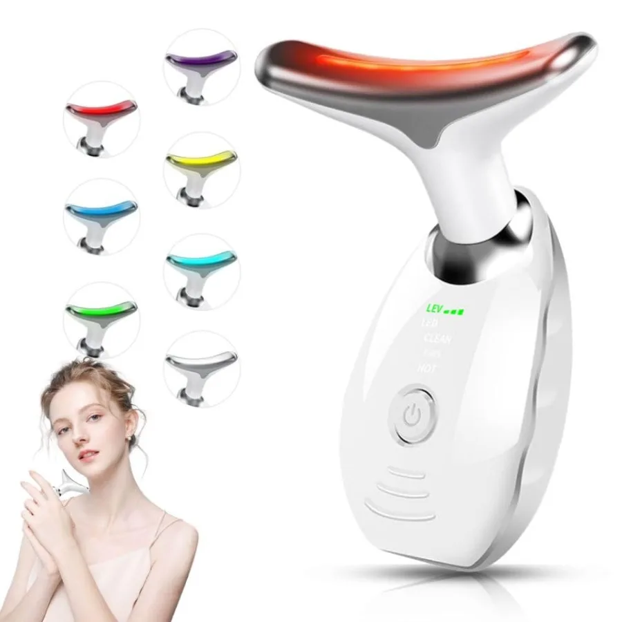 

Facial Beauty Device Portable Facial Skin Care Tools Based on LED Thermal Vibration Technology 7 Color Led Face and Neck Beauty