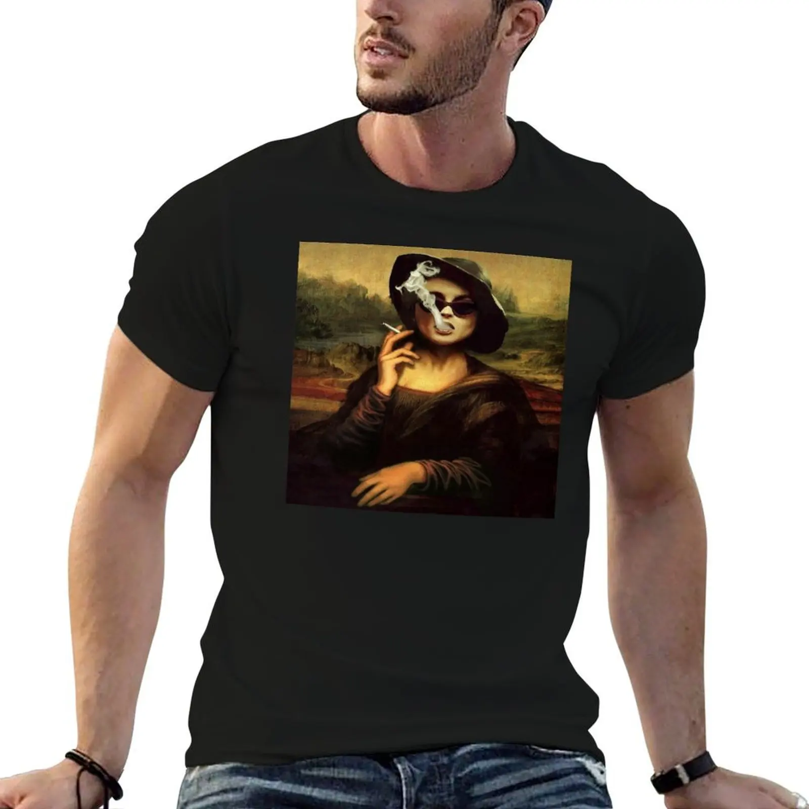 

Mona Lisa smokes T-Shirt t shirt man designer t shirt custom print T-Shirt