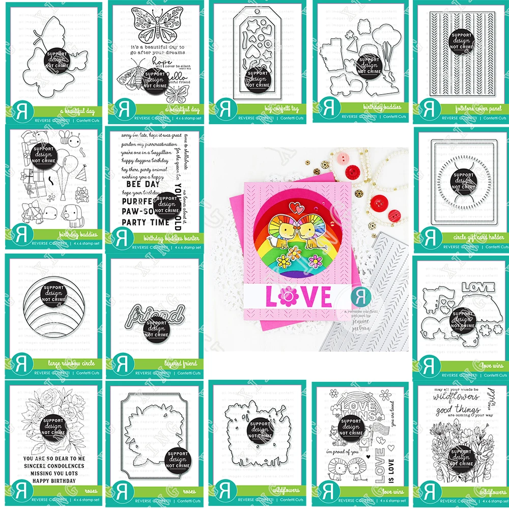 Day Tag Birthday Banter Holder Confetti Folklore Cover Panel Rainbow Circle Layered Friend Love Wins Rose Wildflower Stamps Dies