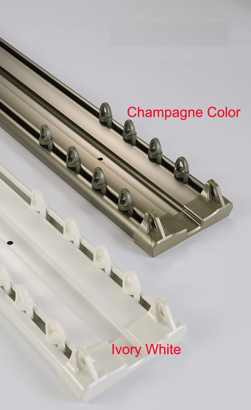 Luxurious Double Rails Straight Curtain Track Set Thick Nano Silent Curtain Rod Accessories for Ceiling Installation