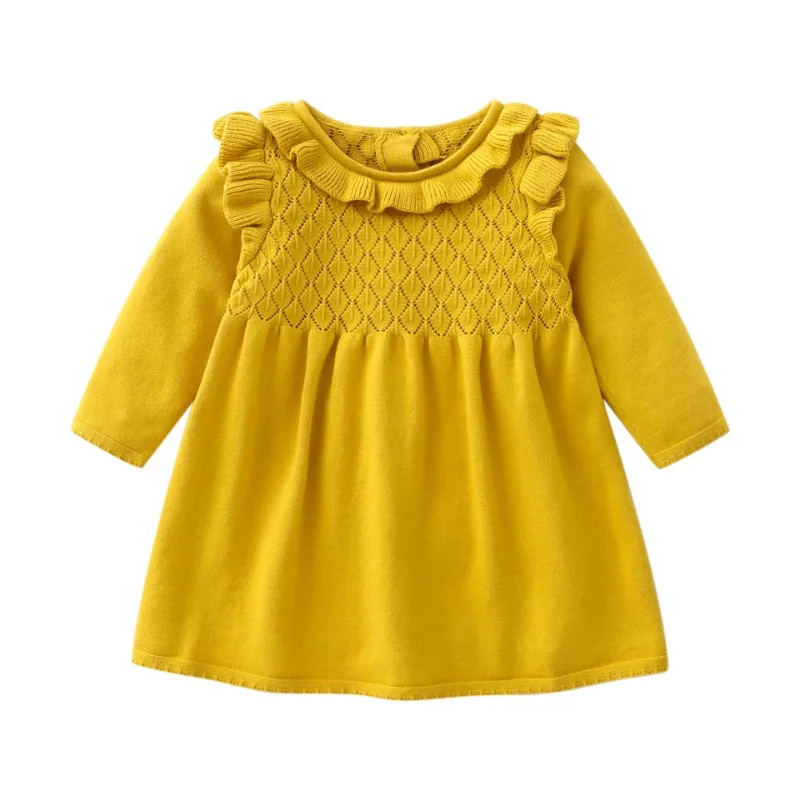 

Spring Autumn Baby Girls Knitted Loose Paild Sweater Dress Toddler Kids Soft Dresses Cotton Infant Children Christmas Clothes