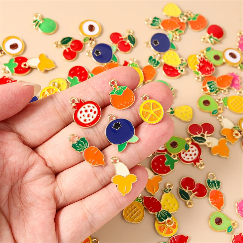 10 Stück 12x16mm Niedliche Emaille-Frucht-Pfirsich-Anhänger Passend für Halsketten, Ohrringe, Armbänder, DIY-Bastelzubehör für Schmuckherstellung – Detail 6