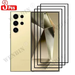 3 Pcs Tempered Glass For Samsung S24 S23 S22 S21 Ultra Plus FE A25 A24 A15 A14 A54 Screen Protector Full Protective Glass