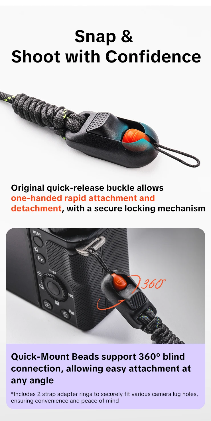 PGYTECH Kameragurt Schlanker, trendiger, lila Umhängegurt Schultergurt mit Schnellverschluss-Schnallendesign für DSLR-Kamera – Detail 8