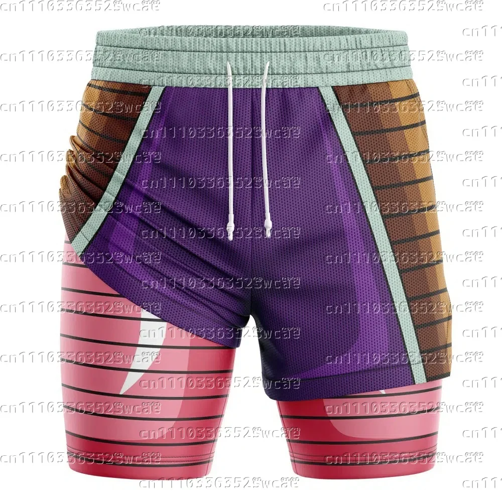 Bandai Brand Anime Dragon Ball Frieza and Goku Theme Fashion Summer 2-in-1 Sports Shorts New Product Family Matching