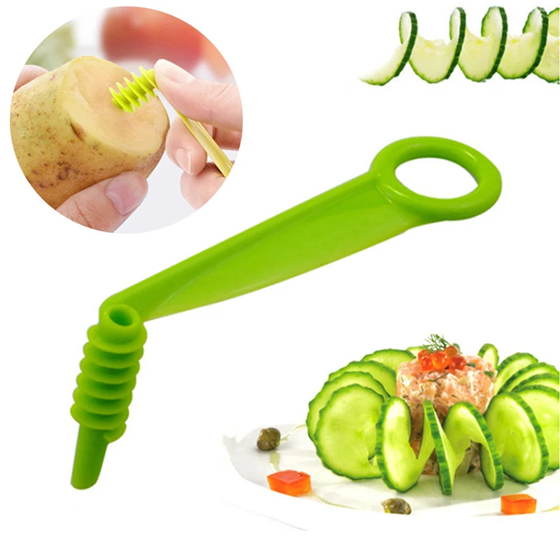 2 piezas de cortador en espiral de pepino, cortador de patatas, pepino, cuchillo en espiral para verduras, manivela manual, cortador de verduras