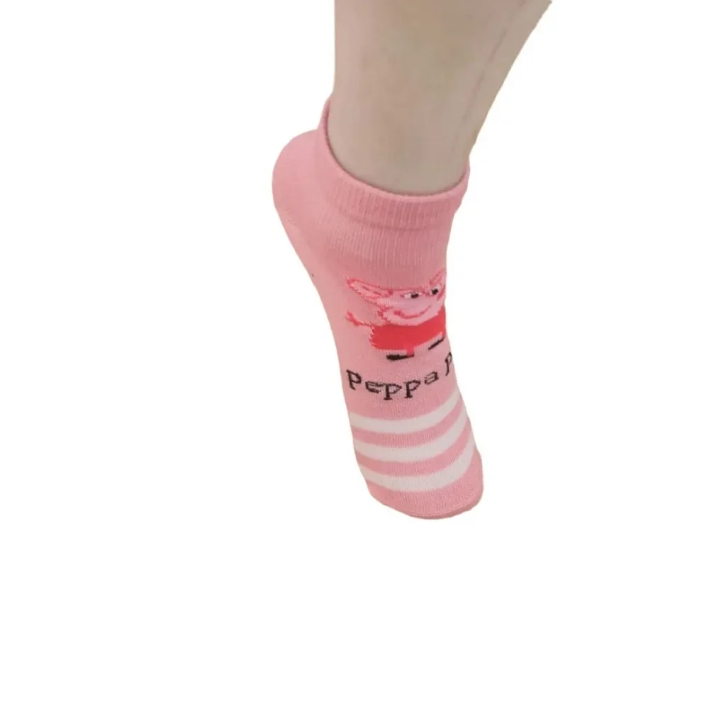 Chaussettes en coton Peppa Pig pour enfants, mi-mollet, dessin animé Kawaii, cadeaux pour filles, automne, hiver, 3 à 18 ans, 50 paires