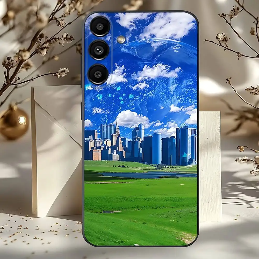 Frutiger Aero blue style Phone Case Silicone Soft For Samsung  Galaxy A73,31,32,72,41,53,52,71,22,5G,Note,J7,8,9