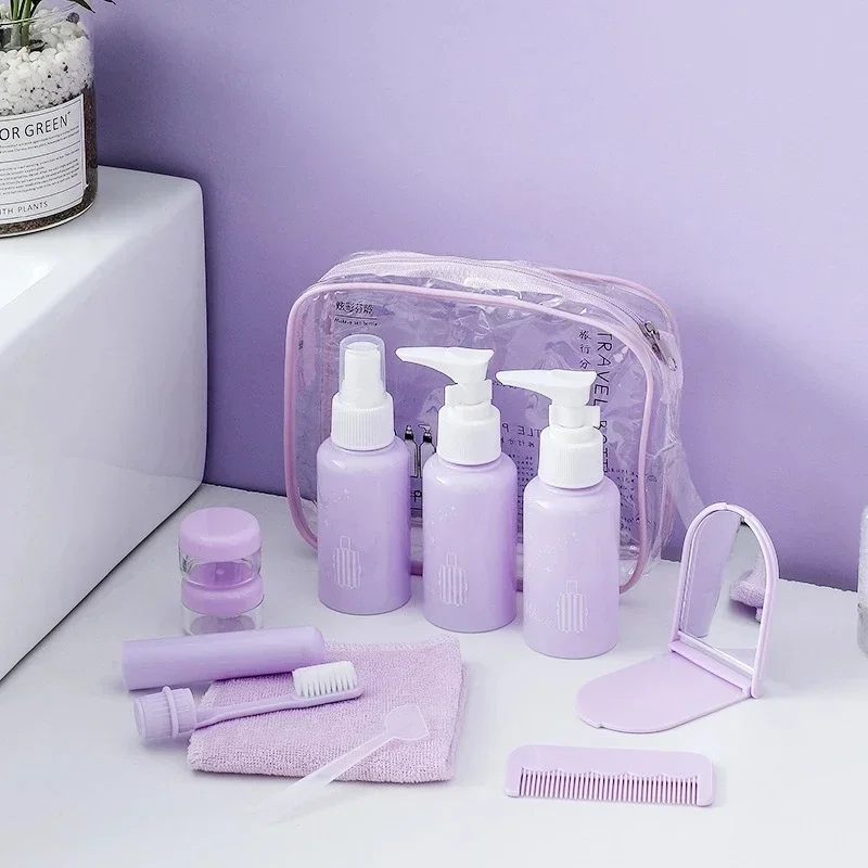 7/10pcs/Set Cosmetics Bottling Travel Set Refillable Bottle Kit Essence Lotion Cream Shampoo Shower Gel Bottles Empty Container