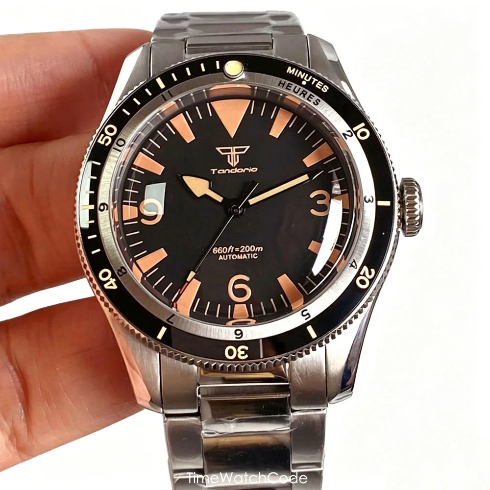 

Tandorio Automatic Watch for Men Diving Miyota8215 Asia2824 40mm 20ATM Domed Bubble Sapphire Crystal Luminous 200m Waterproof