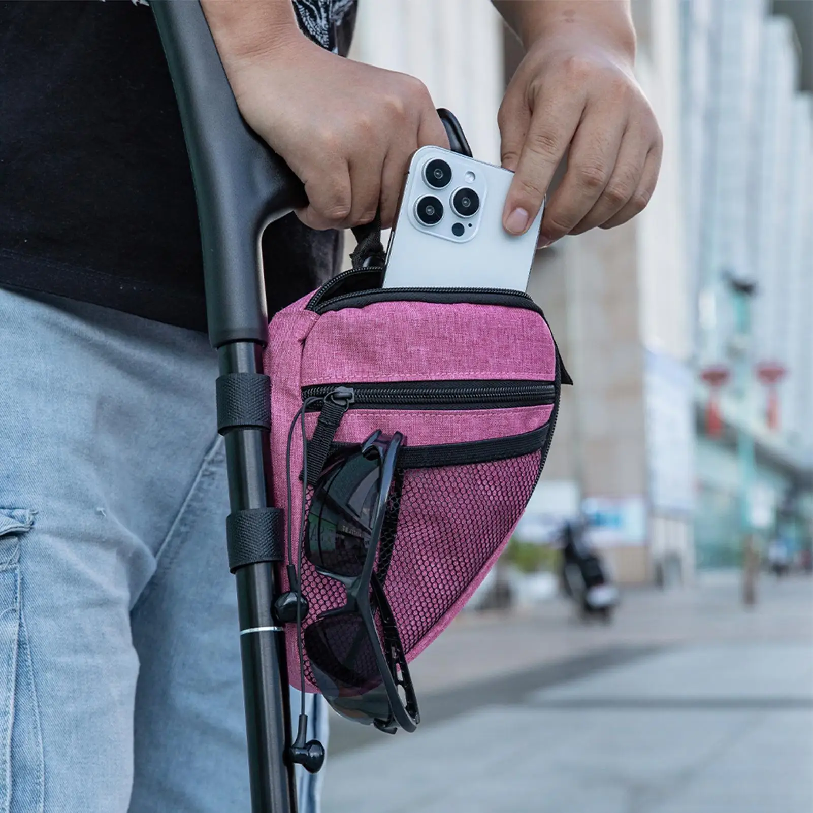 Forearm Crutch Accessories Storage With Pouch Triangle Shape Universal Crutch Accessories Bag To Organize Daily necessary