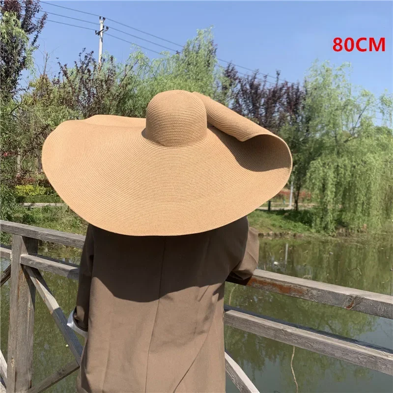 80 cm Super Large Brim Sun Hats For Women Summer Straw Hat Ladies Beach Hat Girls Sun Protection Bonnet Gorra Dropshipping