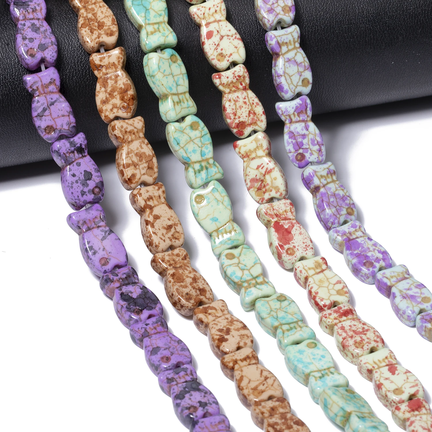 

20x11mm Natural Fish Shape Beads Colorful Howlite Camouflage Stones for Handmade Jewelry Bracelets Mobile Phone Accessorie