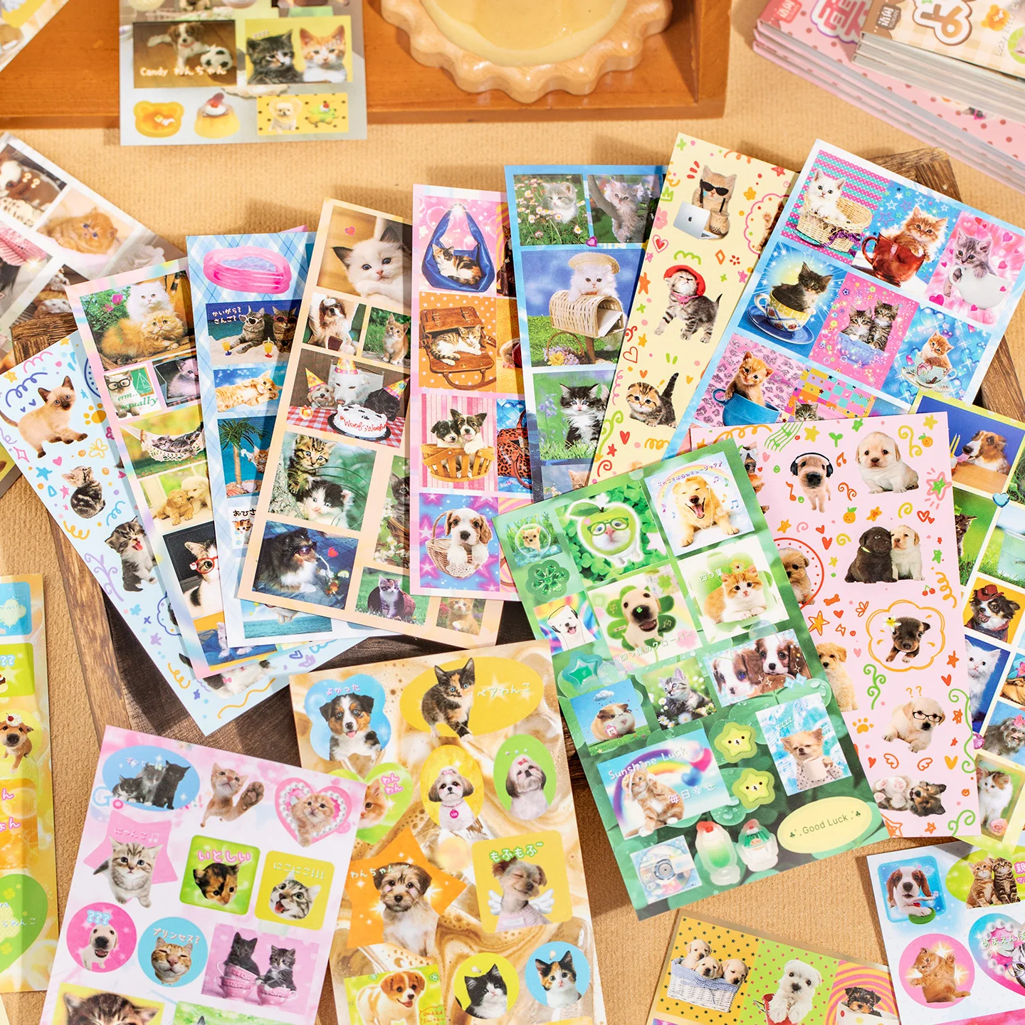 20sheets Kawaii Cartoon Die-cutting Sticker Book DIY Scrapbooking Sticker Aesthetics Journal Supplies Cute Stationery Stickers