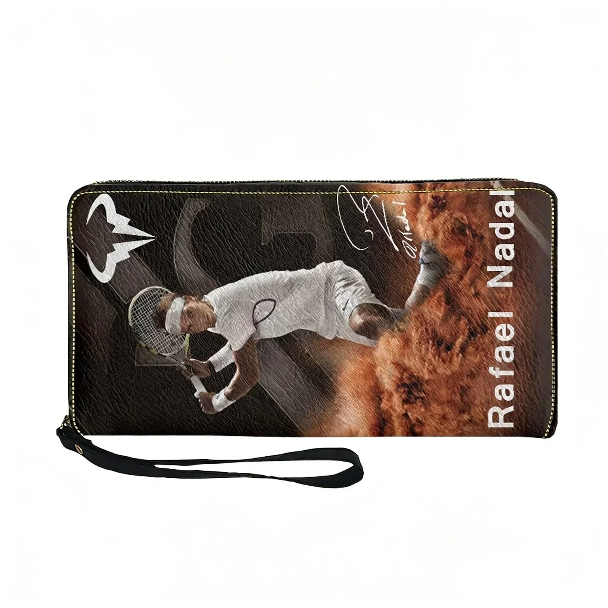 

Кошелек с индивидуальным дизайном теннисиста Рафаэля Надаля для мужчин, женщин и подростков, длинный кошелек на молнии с двойным принтом, портативный кошелек, подарочная сумка