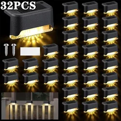 Solar Deck Lights 32 Pack Outdoor Step Lights Waterproof Led Solar Lights for Railing Stairs Step Fence Yard Patio and Pathway