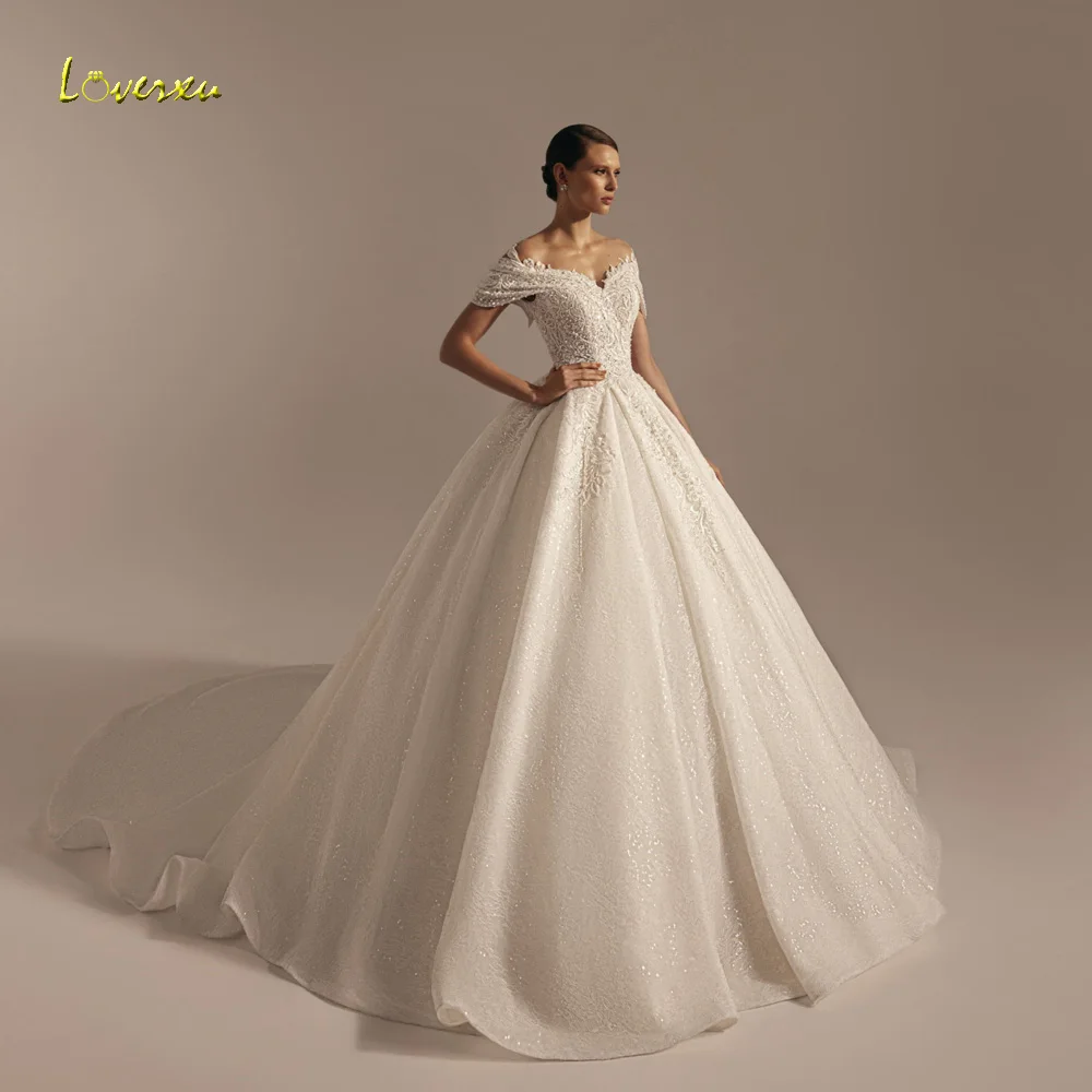 Loverxu Ball Gown Royal Wedding Dresses Sweetheart Off The Shoulder Vestido De Novia Lace Embroidery Custom Made Robe De Mariee